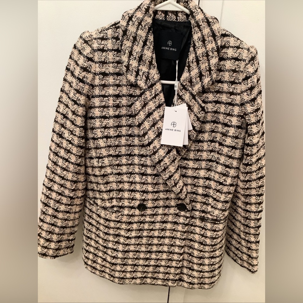 ANINE BING Multi Color Metallic Diana Tweed Blazer XXS Double Breasted​​​​​​ - Picture 7 of 16